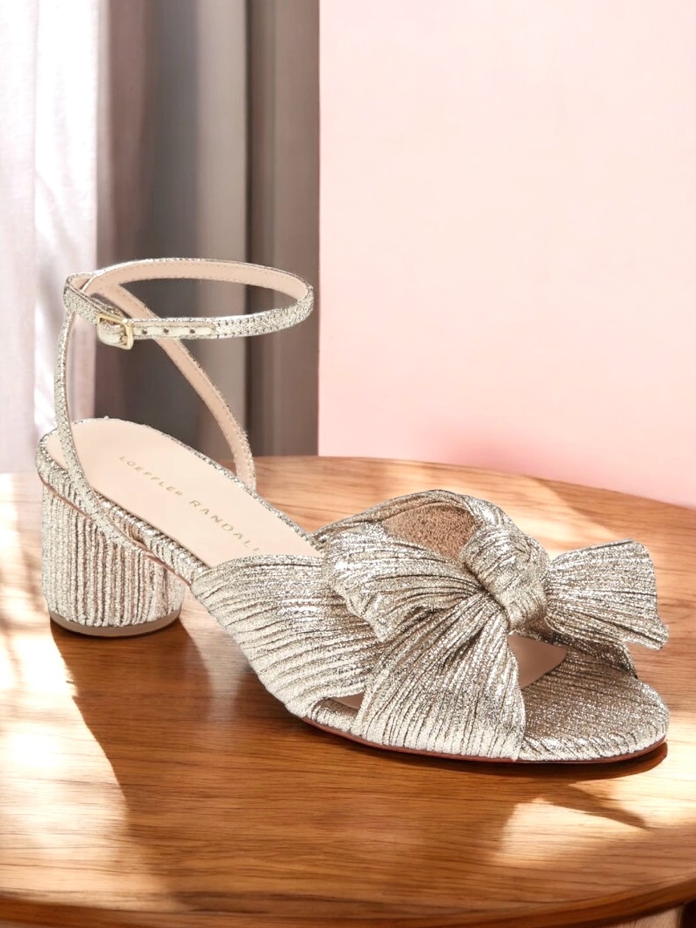 🆕 Loeffler Randall Dahlia Metallic Ankle Strap Knotted Sandal